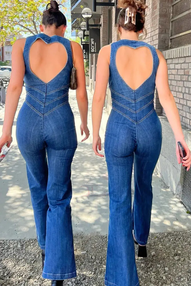 Hedwieg | Rückenfreier denim jumpsuit für damen