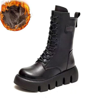 Mocarra | Mittelhoher Lederstiefel mit klobiger Sohle