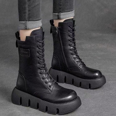 Mocarra | Mittelhoher Lederstiefel mit klobiger Sohle