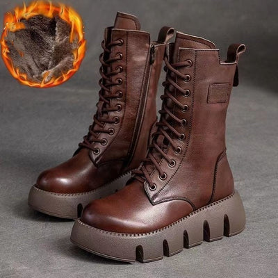 Mocarra | Mittelhoher Lederstiefel mit klobiger Sohle
